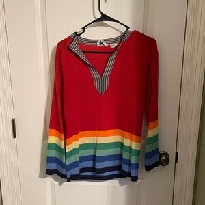 Vintage Colorful Striped Long Sleeve Top